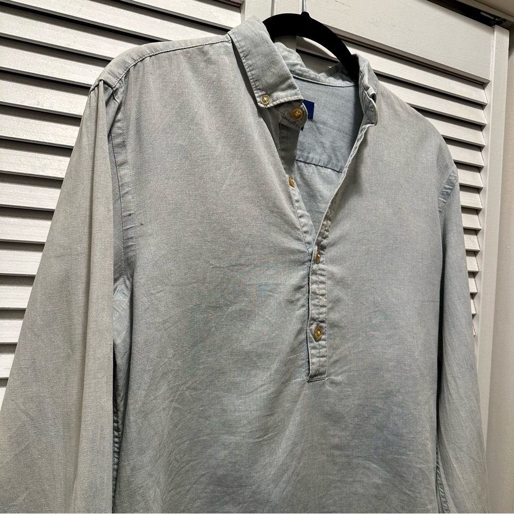 Zara Pale Blue Half-Button Shirt
